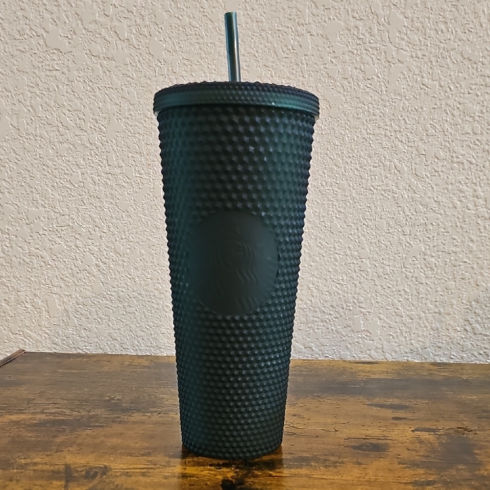 Starbucks 2022 Dark Green Matte Textured Tumbler with Straw